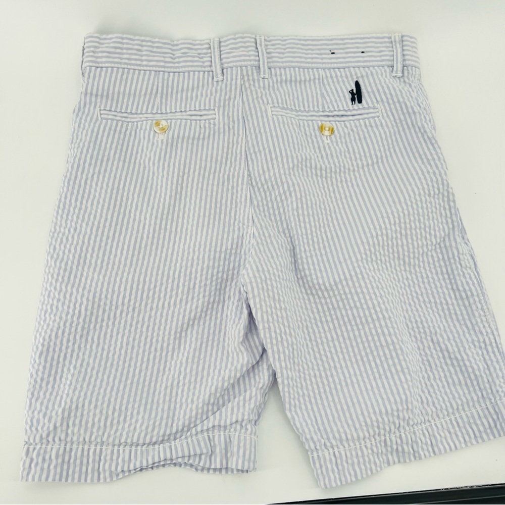 johnnie-O Striped Kids Shorts - White and Blue